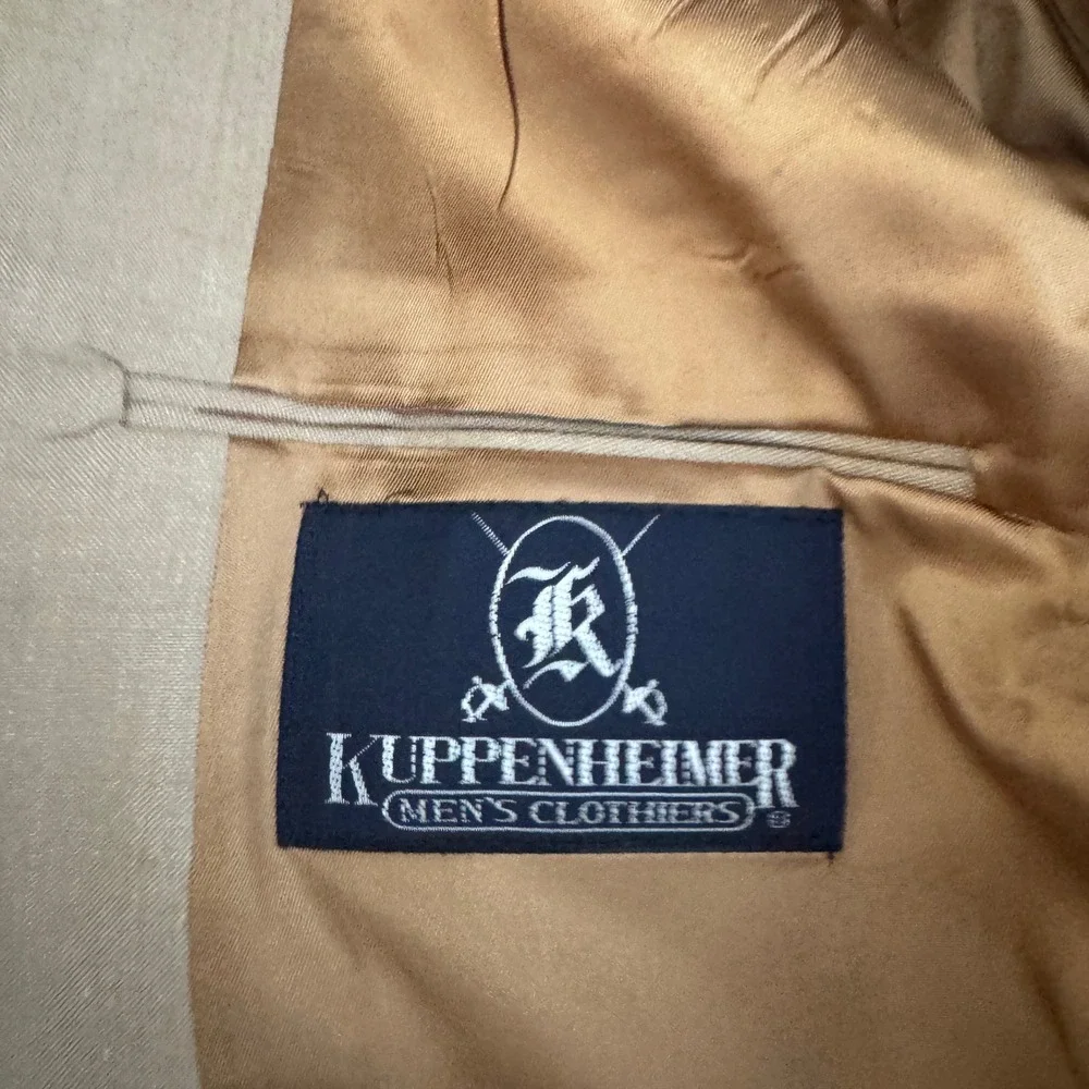 Kuppenheimer Suit Mens 40R 35x27 Tan Solid Vintage 2 Button Wool‎ Blend USA